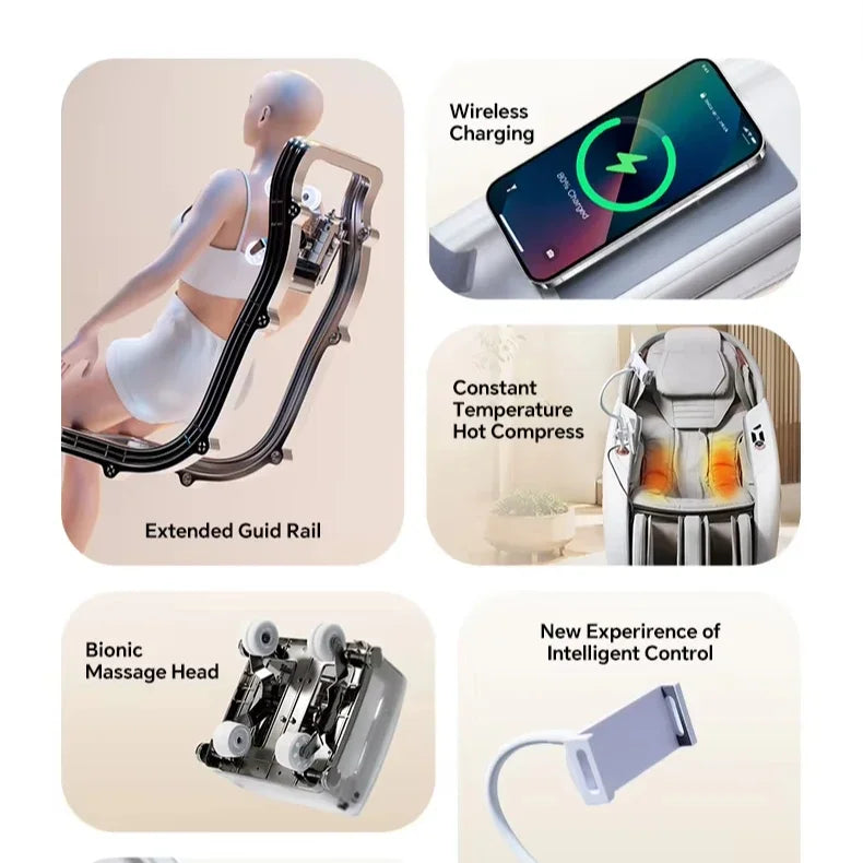 2025 Ganzkörper-Massagesessel Luxus Zero Gravity Shiatsu Elektrische Heizung SL Track 4D Massagesessel Ai Sprachsteuerung
