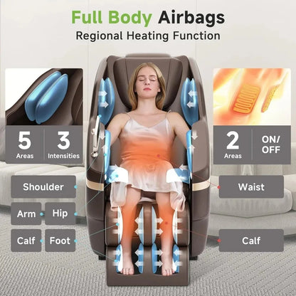 2025 Ganzkörper-Massagesessel, Zero-Gravity-Shiatsu-Massagesessel mit Liegefunktion, Heizung für Taille und Waden, Fußmassage, 3D L-Track & Bo