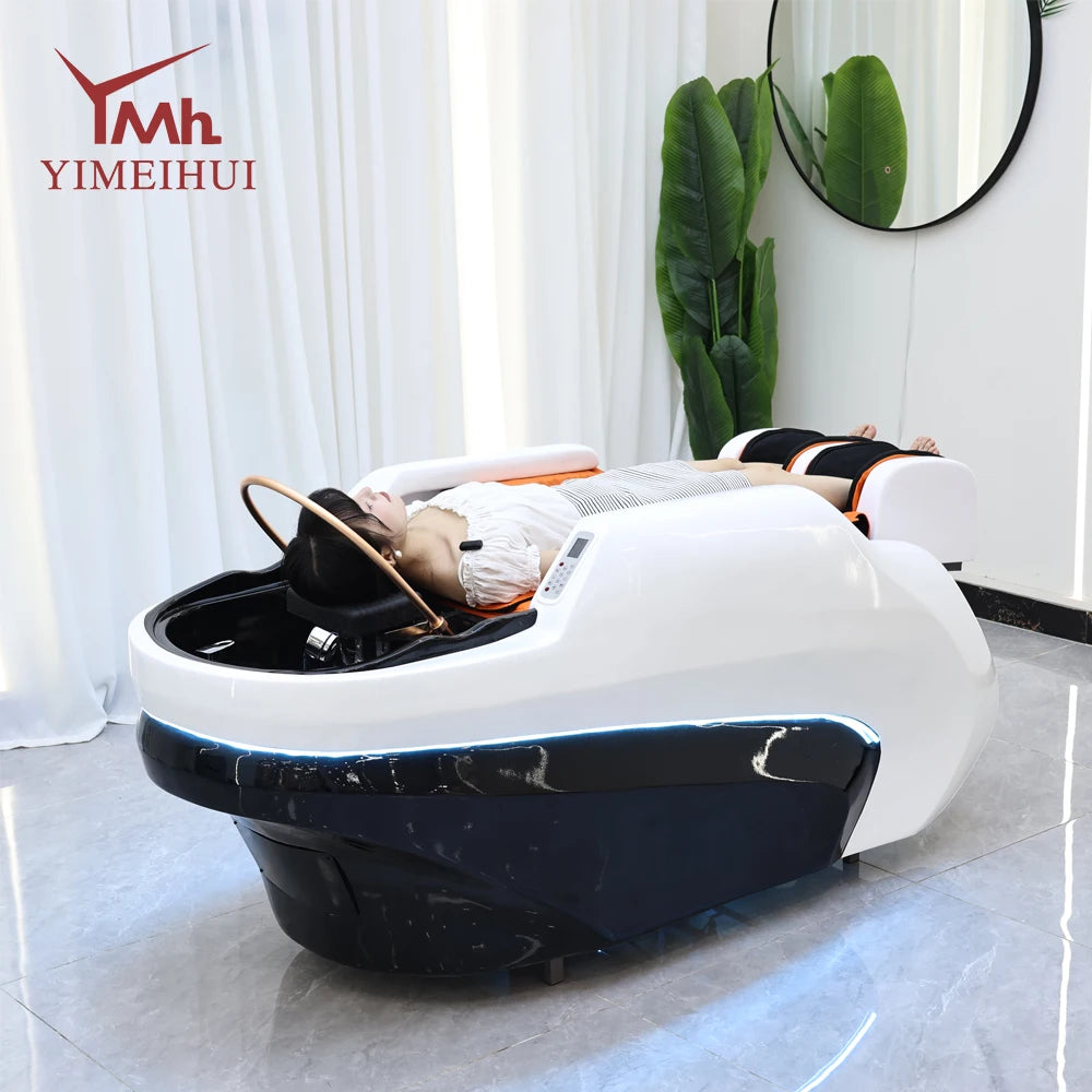Custom luxury salon wash basin 4d full body electric massage spa beds wide shampoo bed