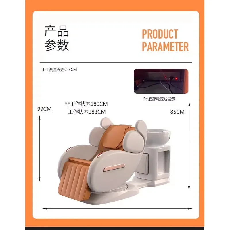 2026 Intelligent electric massage silk domain hair care chair, hair salon flushing bed, hairdressing chair, multifunctional