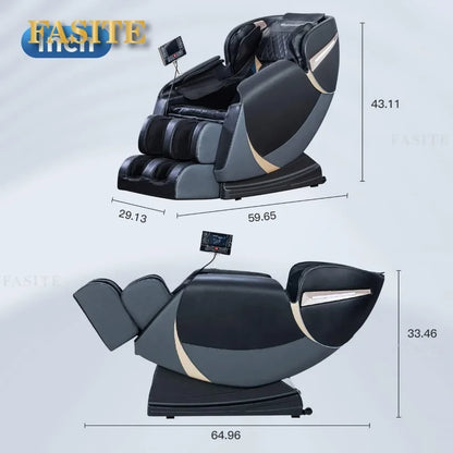 Nordisch-minimalistischer schwarzer Shiatsu-Ganzkörpermassagesessel mit Luftsystem und Schwerkraft, Bluetooth-Lautsprecher und Wermuttherapie