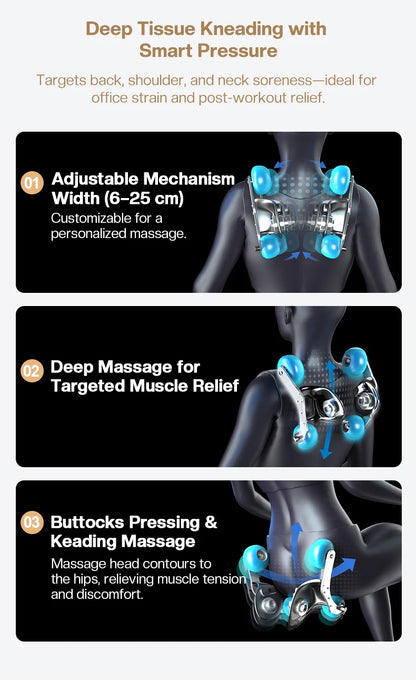 2024 Beliebtester 3D Zero-Gravity Luxus Modern Smart Luftdruck Heizung Shiatsu Leder Massagesessel mit Fußbein Bluetooth