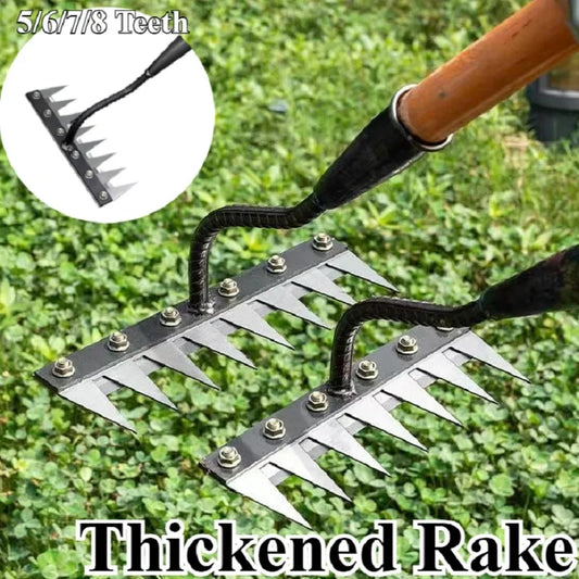 Râteau de désherbage de jardin à 8/7/6/5 dents, houe de jardinage en métal robuste, outil agricole pour le jardinage, désherbage, ameublissement du sol