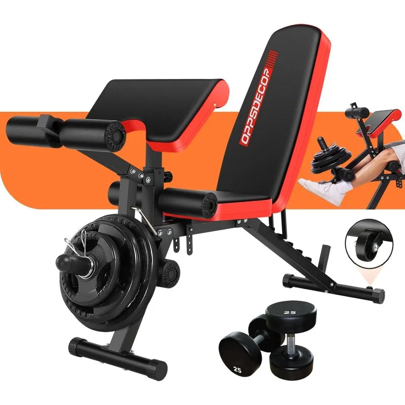 OPPSDECOR Adjustable Weight Bench with Leg Extension,Leg Curl, 800 LBS Heavy Duty Workout Bench for Home Gym - Full Body Workout