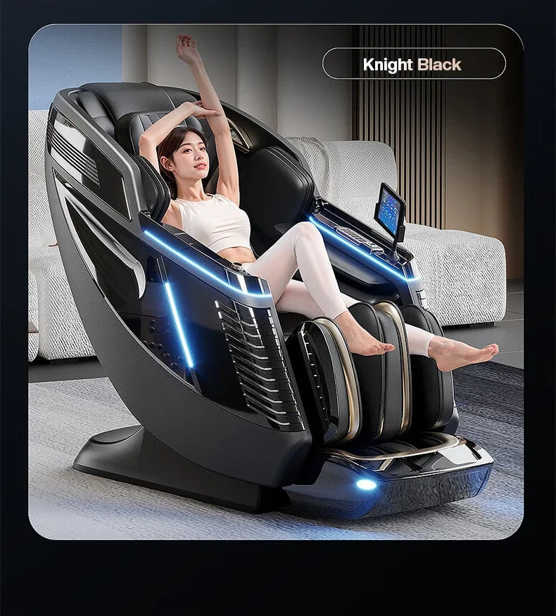 4D+3D-Massagesessel Ganzkörper-Massagesessel mit Schwerelosigkeitsfunktion, SL-Track, Shiatsu-Massage, Bodyscan, Fußrollen, Dehnfunktion, Heizfunktion