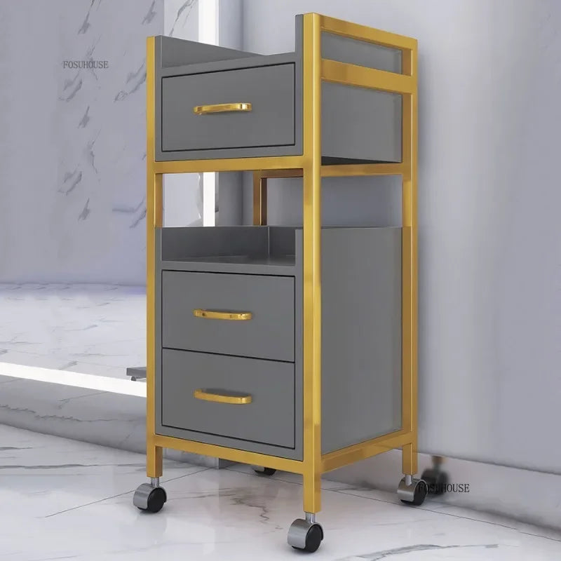 Spezielle Salon-Rollwagen Schrank Friseursalon Kommerzielle Möbel Barbier-Shop Multifunktionaler Aufbewahrungswagen mit Schublade