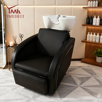 Friseurwaschbecken-Stuhl Massageshampoo-Becken Bettstuhl mit elektrischer Beinauflage