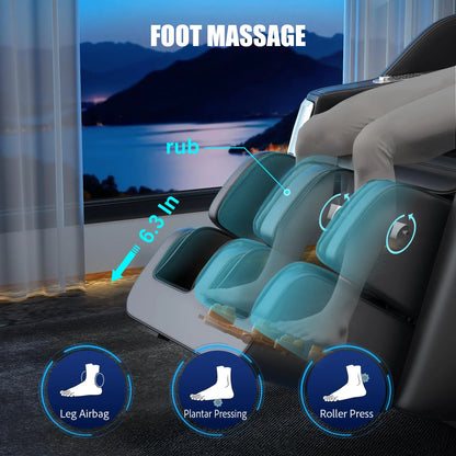 SL Track 3D Massage Chair with Body Scan, Zero Gravity Shiatsu Massager Chair with Heat, Foot Roller, Bluetooth for Home Office