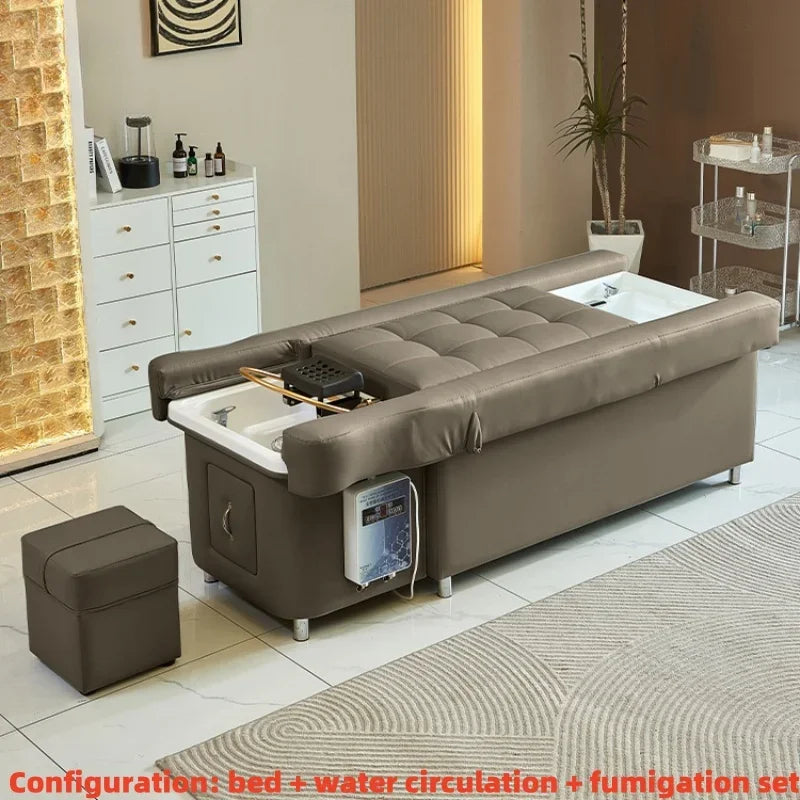 2026 Multifunctional Salon Back Lifting Foot Massage Bed Shampoo Chair Pedicure Head Spa Bed Shampoo Bed