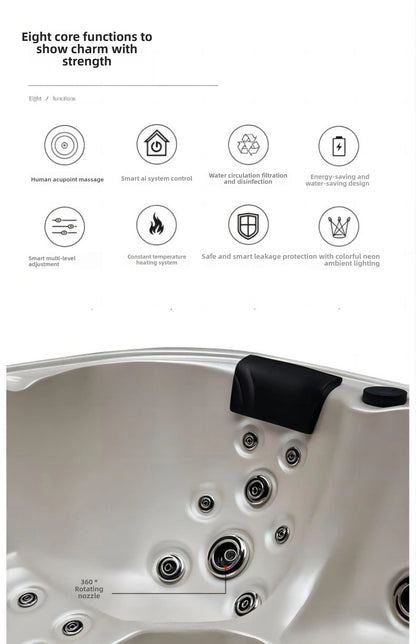 Outdoor-Jacuzzi-SPA-Whirlpool, großer Acryl-Massagebadewanne, intelligenter thermostatisch beheizter Pool, Villa, Hof, Hotel, Resort