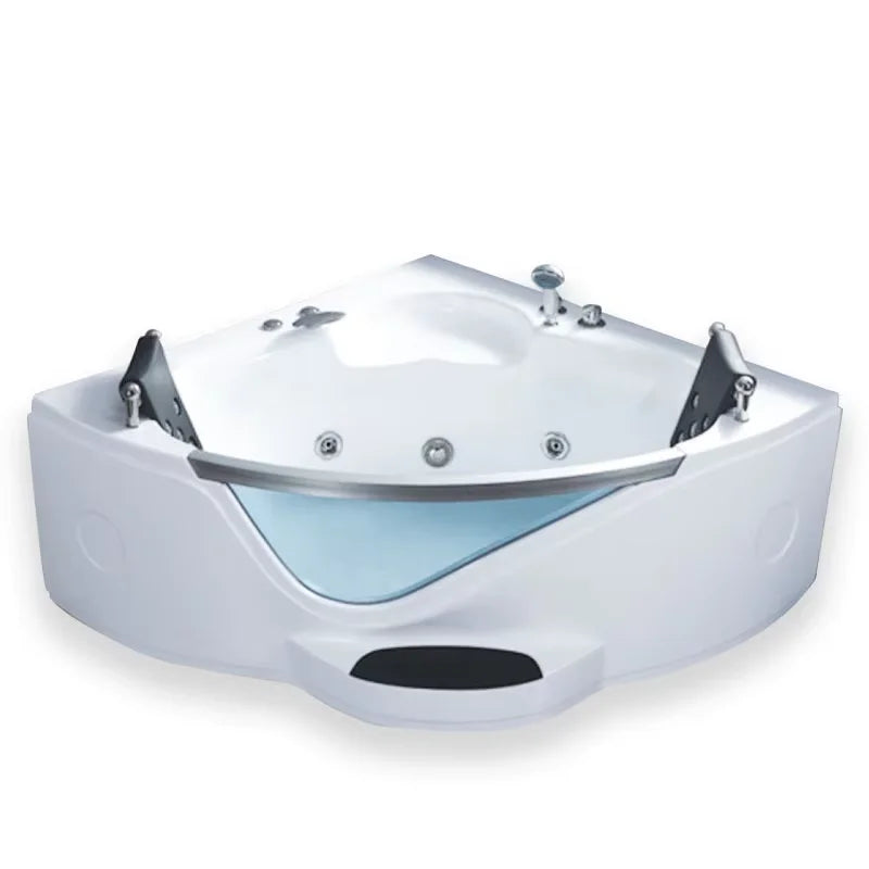 YIDA Badewanne Massage-Badewanne Whirlpool freistehend Luftsprudel-Massage-Jets Whirlpool heiß Acryl-Badewanne mit Badewannenkissen