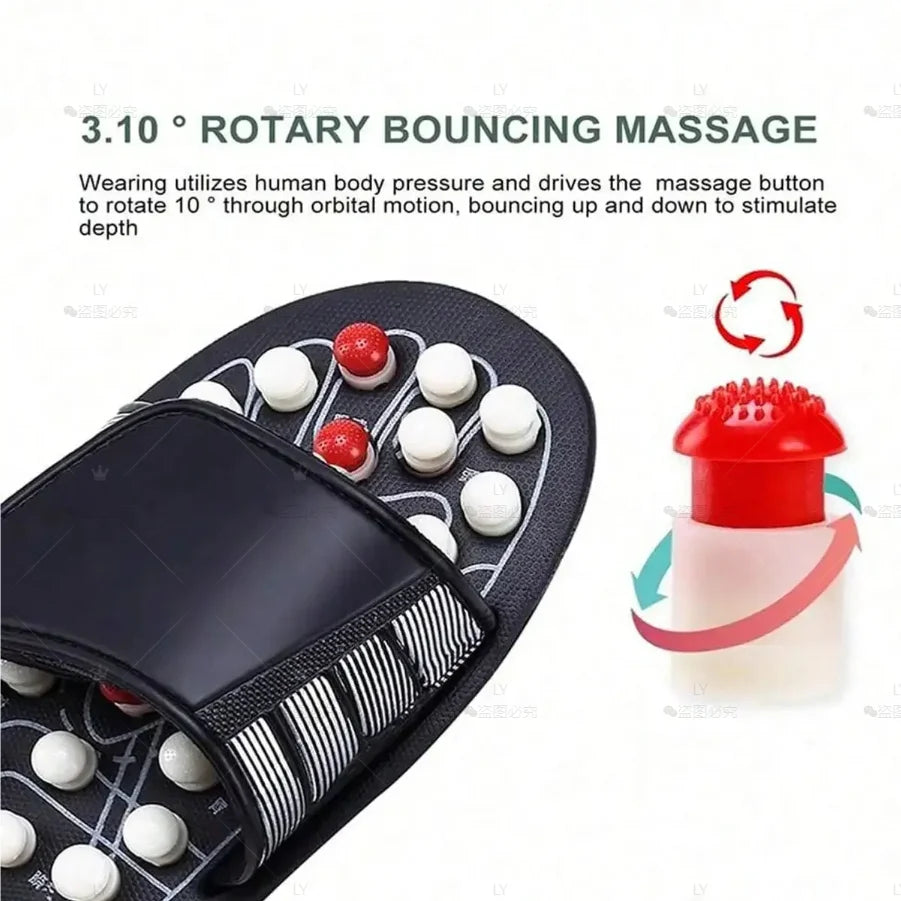 A Pair Of Acupoint Massage Slippers For Both Men And Women, Chinese Style Acupoint  Rotating Foot Massage Shoes, Unisex Style