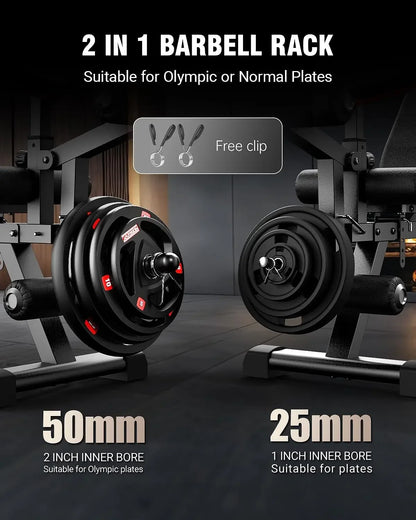 Verstellbare Hantelbank mit Beinpresse und Curlpult, Trainingsbank für Krafttraining im Home-Gym