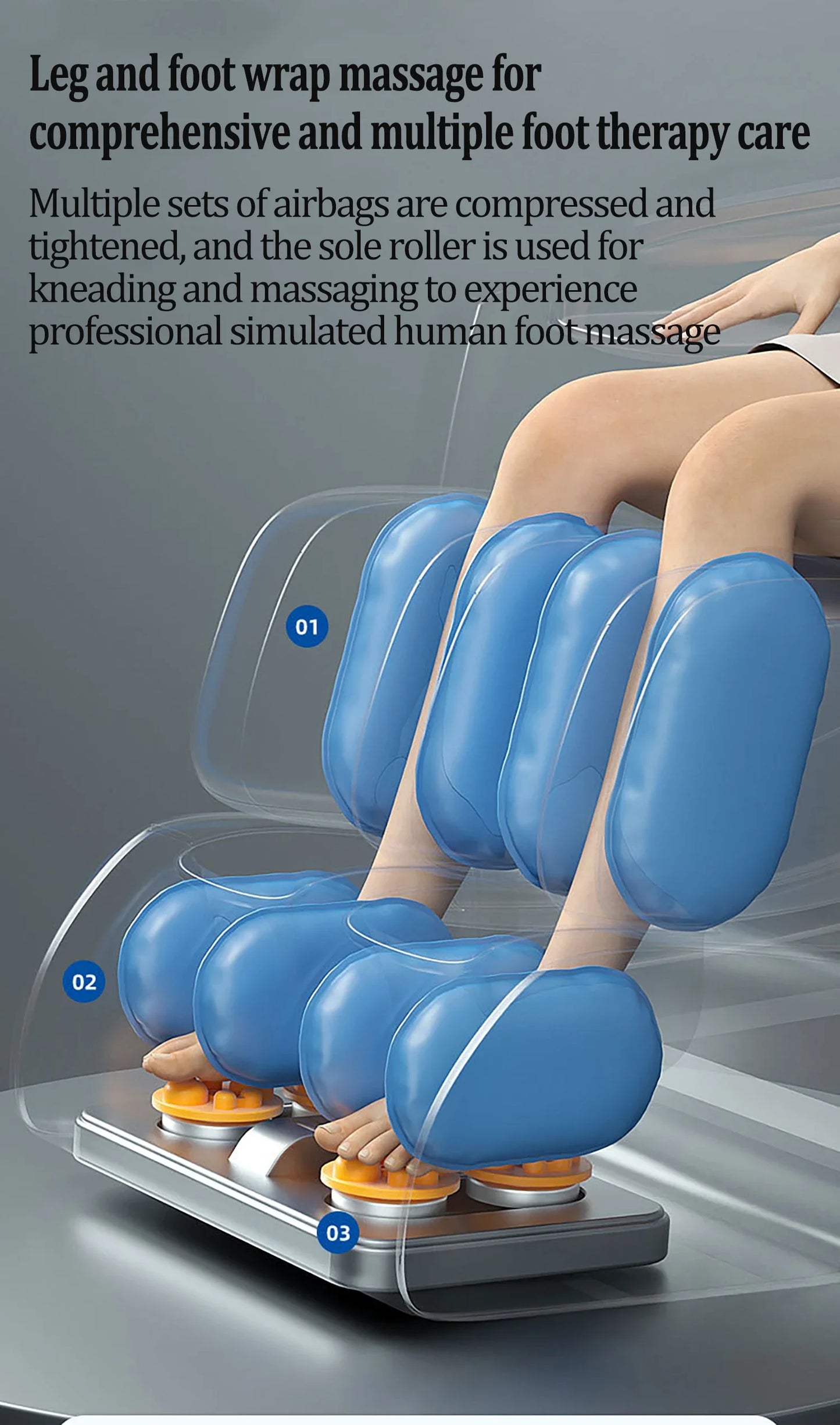 Luxus-Elektro-Freizeit-Massagesessel Zero Gravity Intelligent Ganzkörper-Multifunktions-Bluetooth-Musik-U-förmiges Kissen+Kurzbefehl