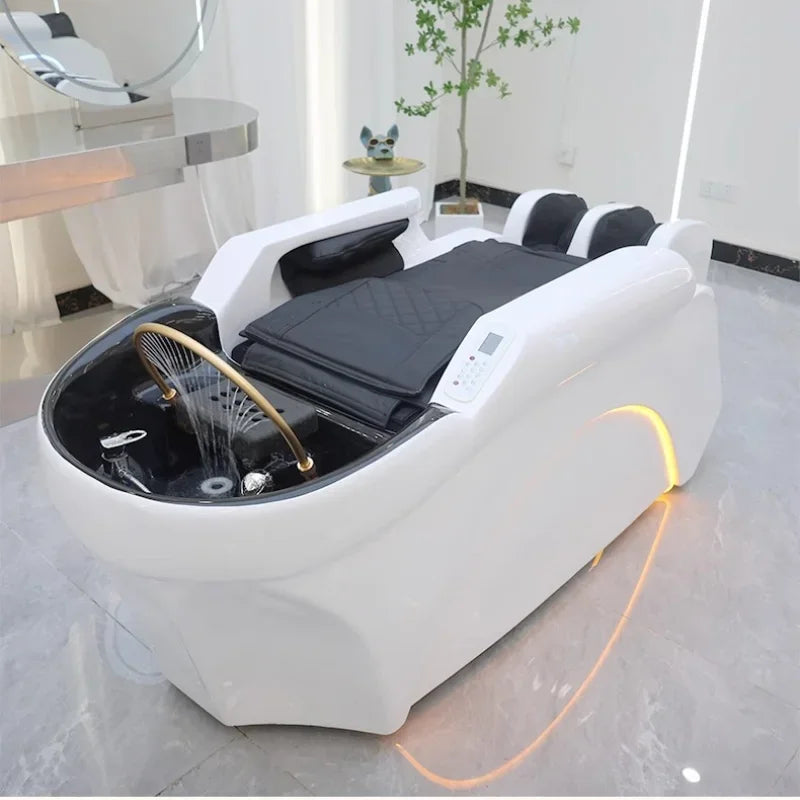 Liegesalonstuhl Friseurwaschbecken Pflegestühle Rasiersessel Friseurbeckenständer Waschmassage-Sessel