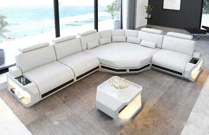 Modernes Wohnzimmer-Möbel L-förmiges Ecksofa LED Leder Sofa mit App-Steuerung