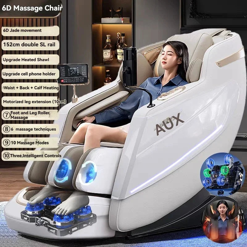 Dual-Core 6D+6D Massagesessel Ganzkörper-Schwerelosigkeits-Massagesessel mit Heizung Tiefenentspannungs-Massagesessel