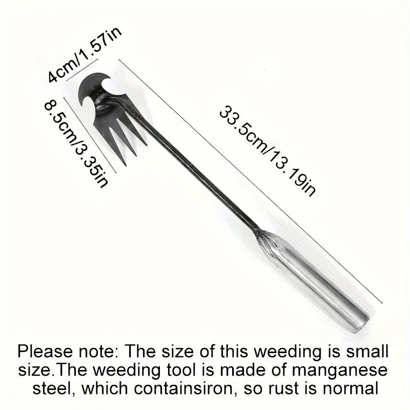Petit extracteur de mauvaises herbes avec 4 dents, outils manuels de jardinage, outil de désherbage pour outil de désherbage ergonomique de cour (la poignée peut être 1 pièce
