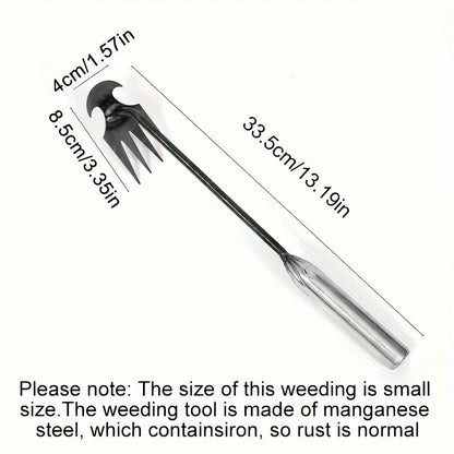 Petit extracteur de mauvaises herbes avec 4 dents, outils manuels de jardinage, outil de désherbage pour outil de désherbage ergonomique de cour (la poignée peut être 1 pièce