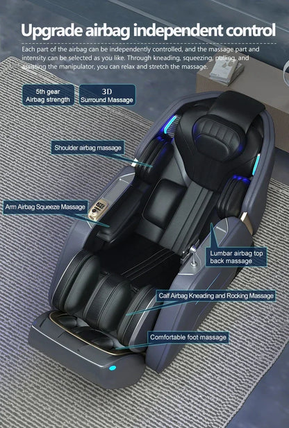 2026 Massagesessel 4D Schwerelosigkeit Ganzkörper-Sprachsteuerung Rückenheizung Bluetooth-Lautsprecher Airbags – Fortschrittliches Entspannungssystem