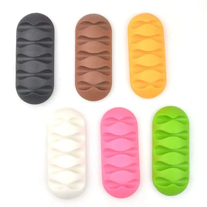 Multi-Hole Silicone Cable Organizer – Adhesive Wire Holder for USB Cables, Earphones & Desktop Management