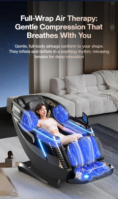 2026 Deluxe Dual Core 4D SL Track Massagesessel mit Zero-Gravity-Körperscan Bester 3D-Luxus-Massagesessel