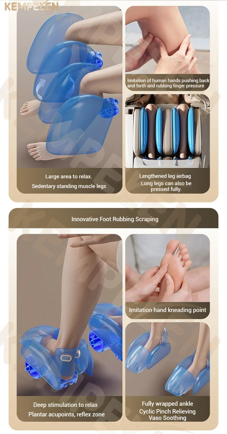 Dual-Core-Massagesessel für Rücken- und Schlafentlastung, 4D+3D-Tiefenmassage mit Wiegefunktion und Meditation