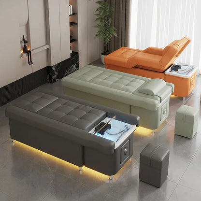 2026 Custom Luxury Modern Head Spa Foot Bath Back Lift Electric Reclining Massage Shampoo Bed