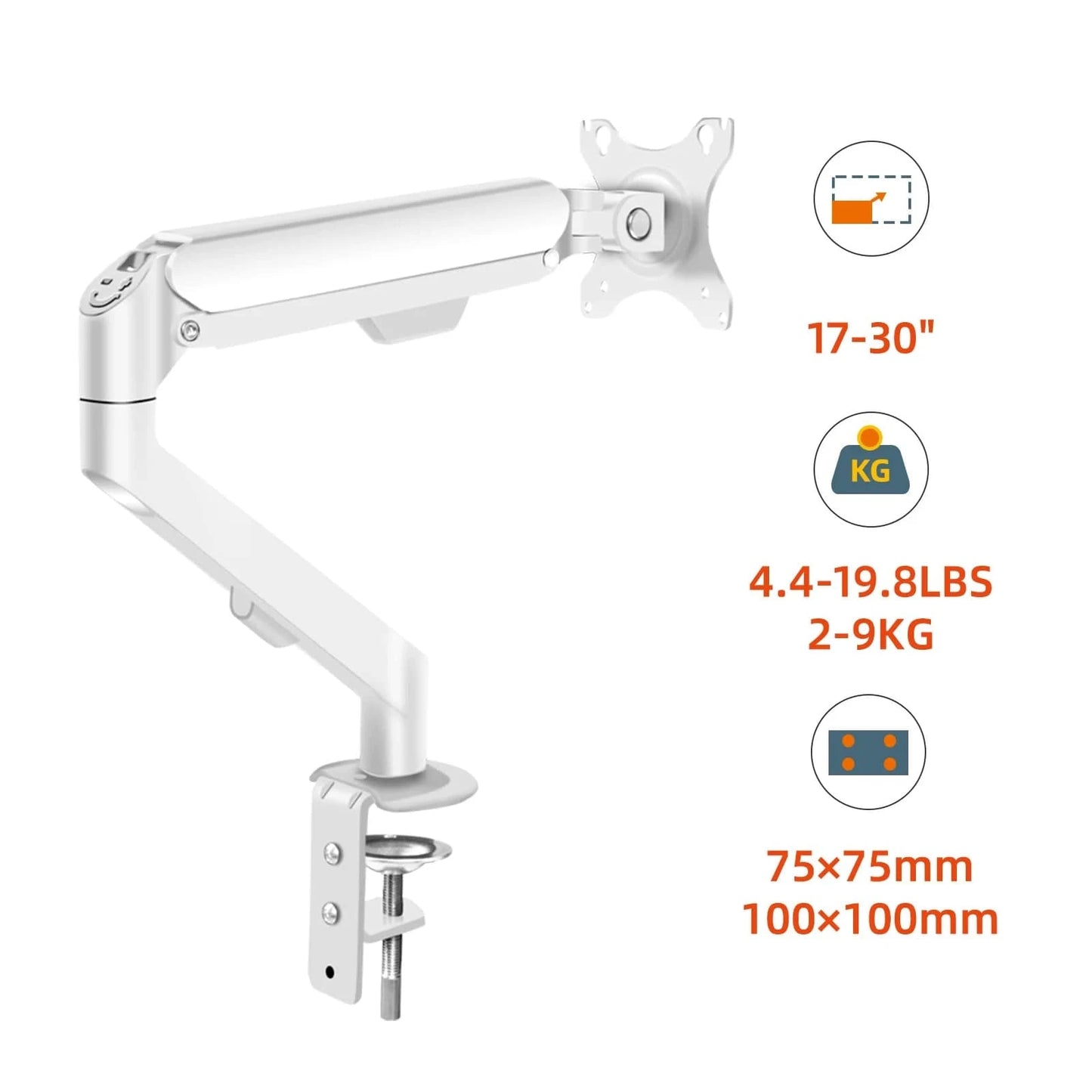 M5 Gas Spring Monitor Arm – Full Motion Desk Mount for LCD/LED Screens, Adjustable Stand Bracket