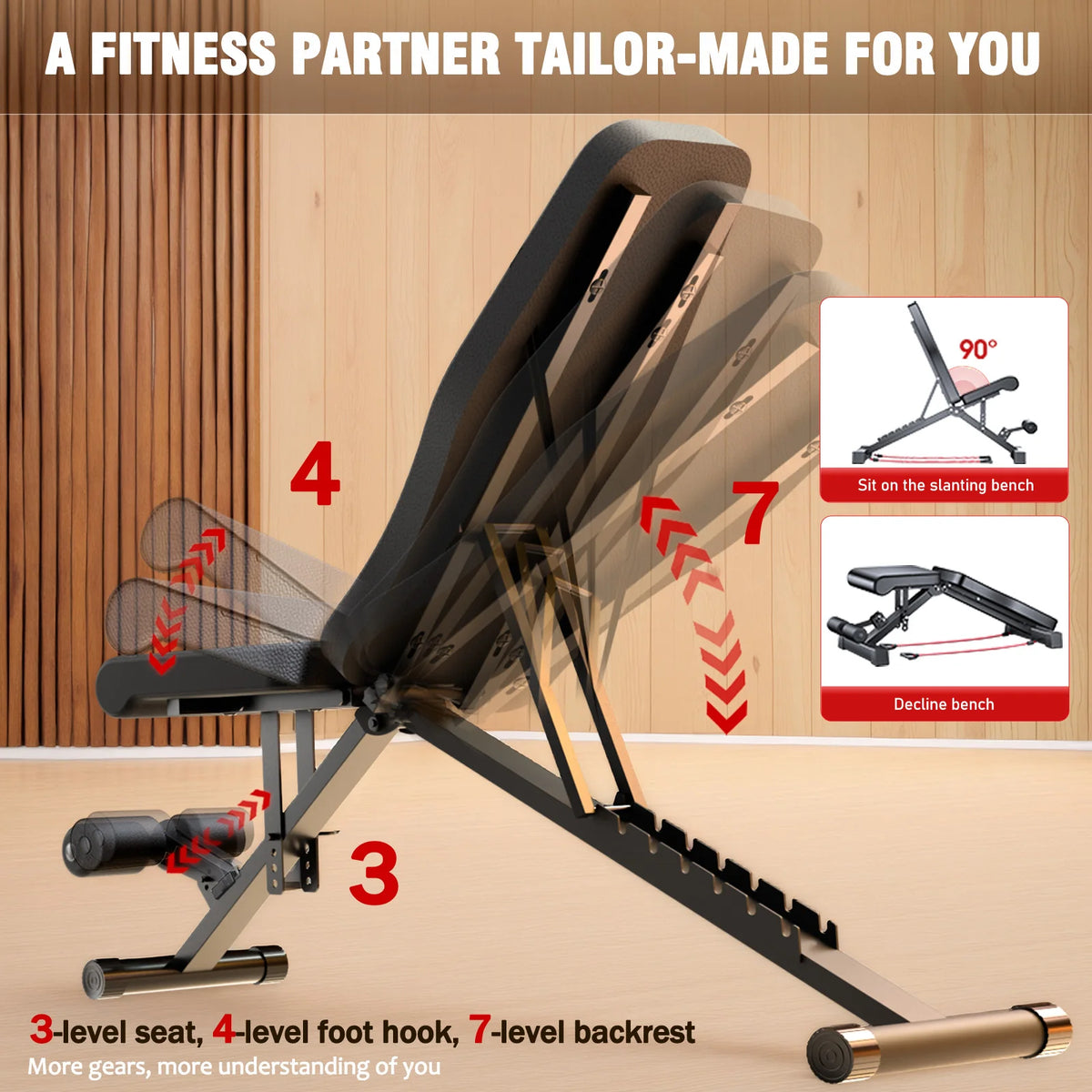 Adjustable Workout Weight Bench Foldable Dumbbell Bench Strength Training 1000lbs Full Body Exercise Extended Back for Home Gym