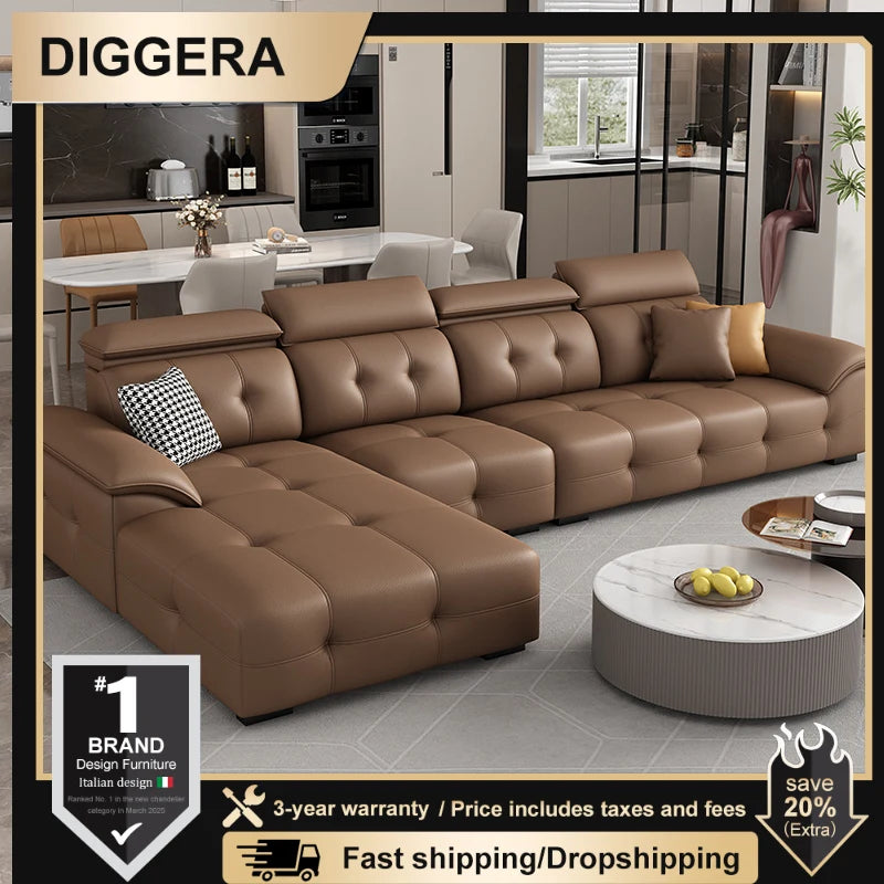 L Shaped Leather Sectional Sofa and Couch For Living Room Italian Oversized Leather Sofa Couches Living Room Furniture