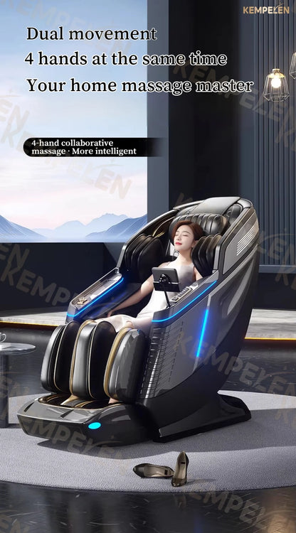 Dual-Core 4-Hand Massage Chair – Full Body Airbag Wrap, Optical Body Scan, Extended SL Track, Deep Leg & Foot Massage