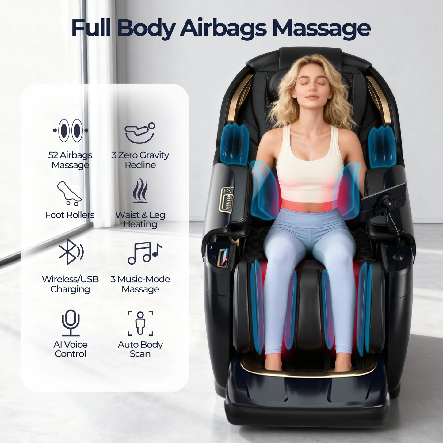 4D Massagesessel Yoga-Stretch Schwerelosigkeit Massagesessel Automatische Wadenverlängerung Wadenkneten Ganzkörperentspannung Geschenke