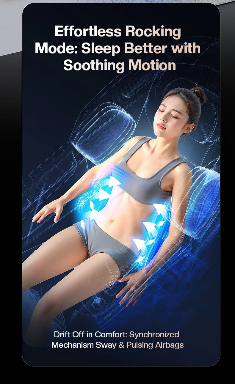 4D+3D-Massagesessel Ganzkörper-Massagesessel mit Schwerelosigkeitsfunktion, SL-Track, Shiatsu-Massage, Bodyscan, Fußrollen, Dehnfunktion, Heizfunktion