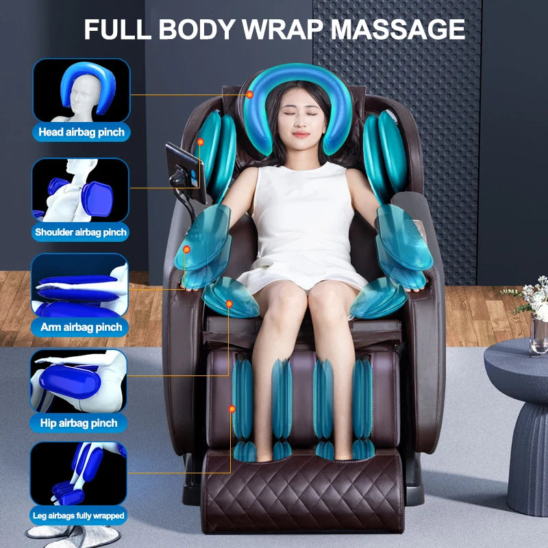 Full Body Massage Chair with Zero Gravity, Massage Chair Recliner with Heating, Airbags, Bluetooth Speaker, Foot Roller 110/220V