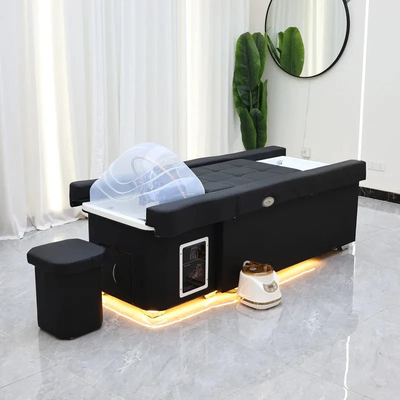 XinSheng Elektrisch höhenverstellbares Shampoo-Bett Massageliege All-in-One Salon-SPA-Massageliege mit Haarwaschbecken und Fußbad