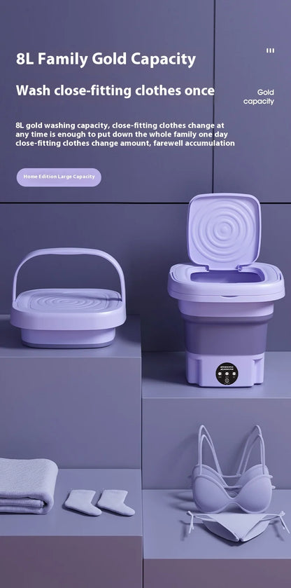 Kleine 8-Liter-faltbare tragbare Waschmaschine mit Schleudertrockner, für Socken, Unterwäsche, Slips, Mini-Haushaltswaschmaschine