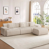 118" modernes L-förmiges modulares Ecksofa, "Boneless Cloud" Couch mit Ottoman, übergroße Cordcouch tiefe Sitzfläche, 30D Schwamm