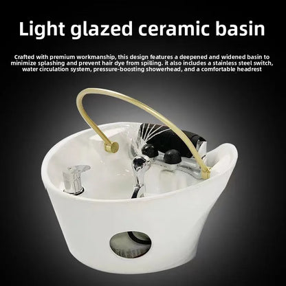 Automatic Massage Shampoo Bed Professional Salon Shampoo Chair Luxury Backwash Unit Hair Washing Station for Beauty Barber Shop