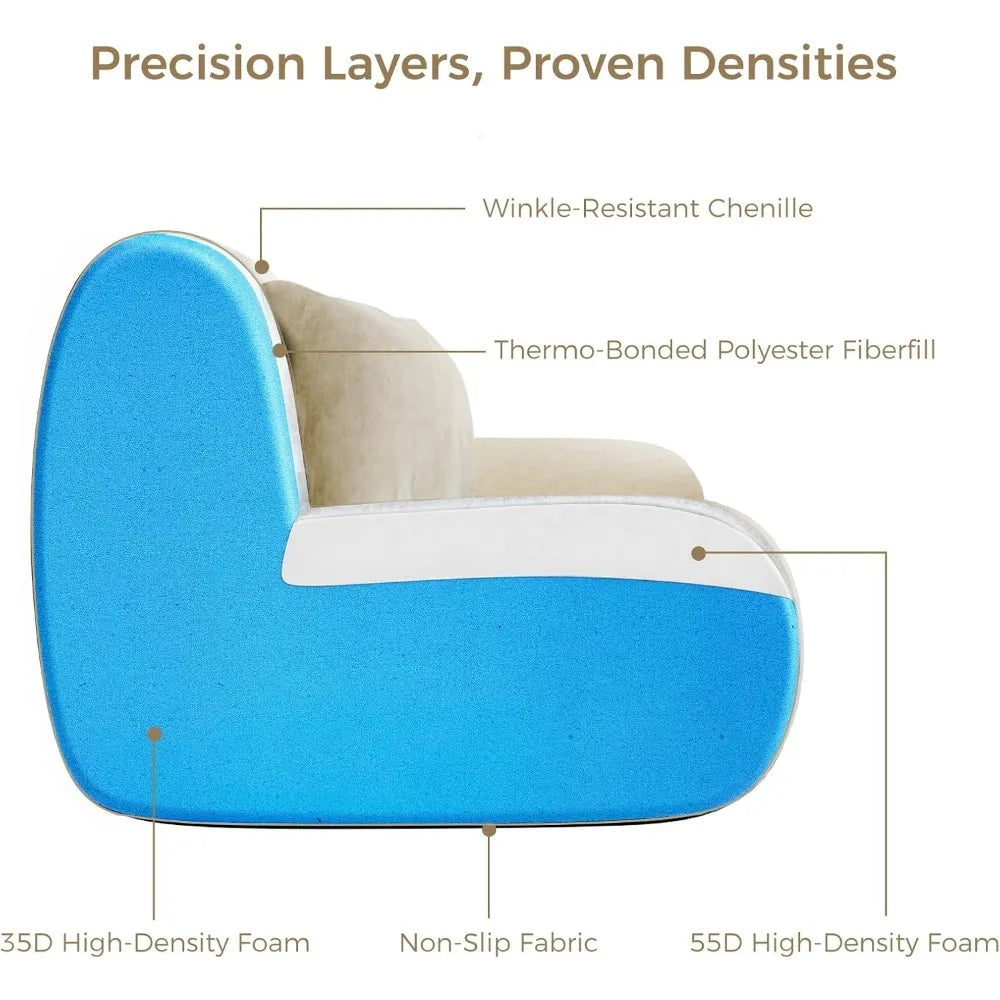 79" knochenloses Cloud Sofa, modulares Ecksofa mit Wurfkissen, tiefes Ecksofa 2-Sitzer für Wohnzimmer
