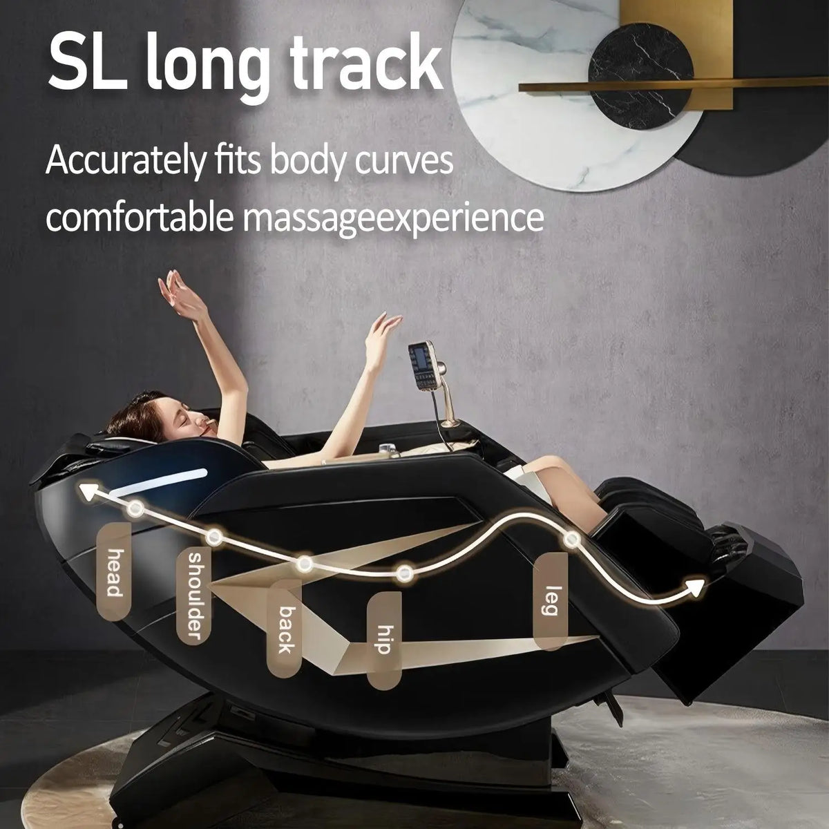 2025 4D-Massagesessel Ganzkörper-Massagesessel mit Schwerelosigkeit, verlängerter Fußstütze, SL-Schiene, Yoga-Stretch, Fußrollen und Heizung