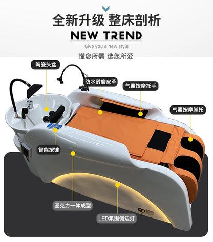 Automatic Smart Electric Massage Shampoo Bed Top Grade Beauty Salon Massage Table Comfort Artifact Salon Furniture Silla FYSC