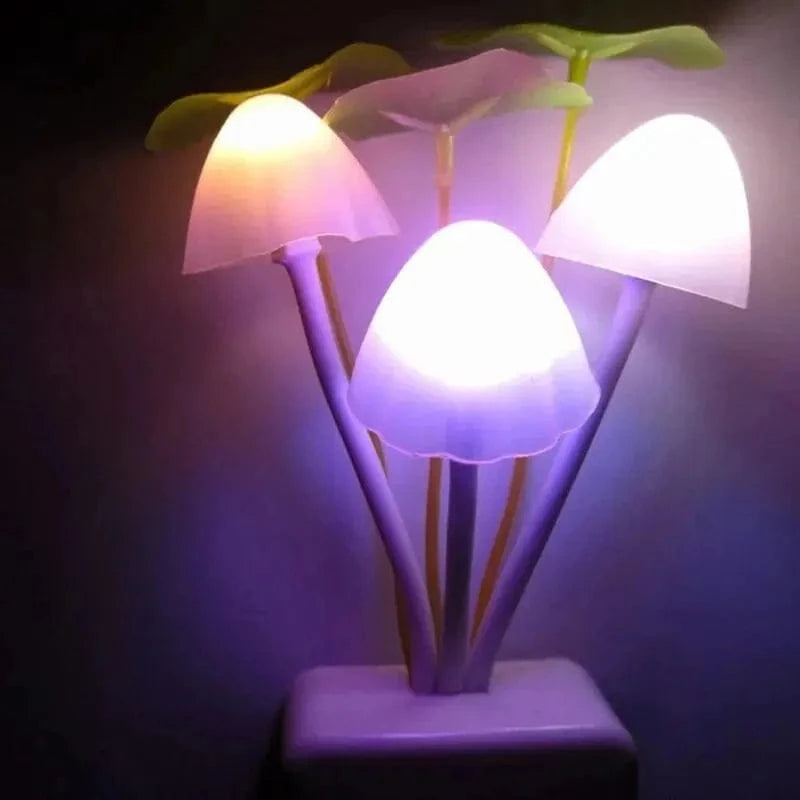 Colorful Mushroom Night Light – LED Plug-in Lamp with Light Sensor (EU/US Plug, 220V)