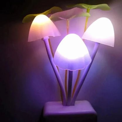 Colorful Mushroom Night Light – LED Plug-in Lamp with Light Sensor (EU/US Plug, 220V)