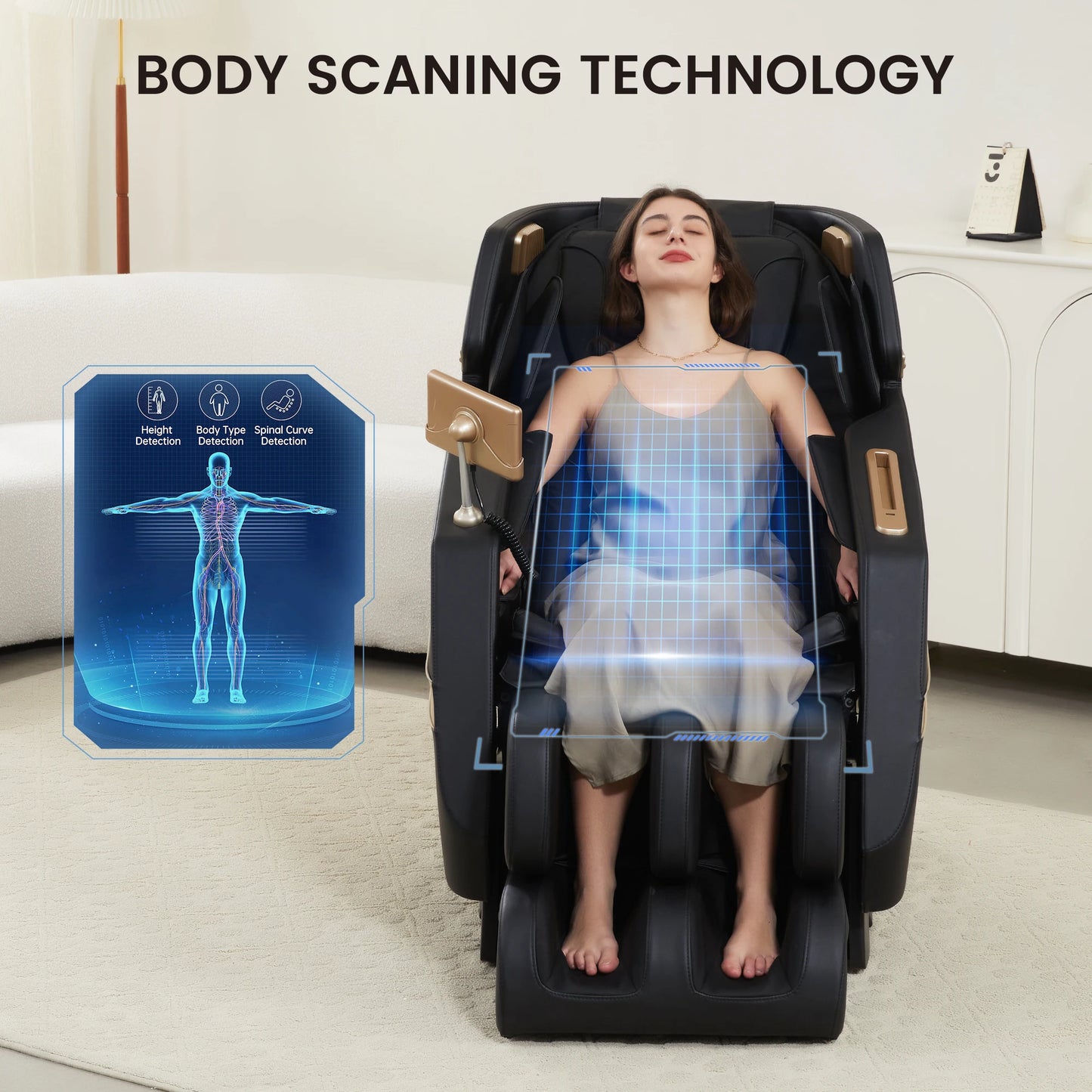 F12 Moderner Kunstleder-Relax-Sessel mit elektrischer Liegefunktion, Heizung, Massagefunktion und Musikwiedergabe, Ganzkörper für Wohnzimmer Sofa, Schwerelosigkeit