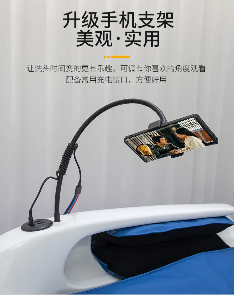 ss D Automatic Intelligent Electric Massage Shampoo Bed Barber Shop Ceramic Basin Flush Bed Hair Salon