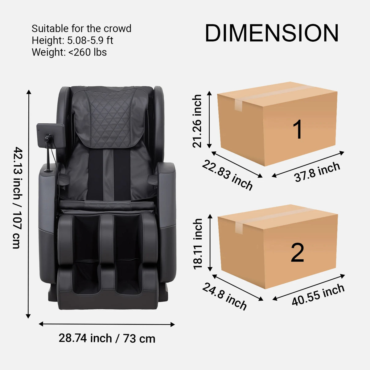 Full Body Zero Gravity Massage Chair, 10 Rollers Massage, Waist Heating, Lcd Touch Screen, 5.1-5.9 Ft, Male/Female Gift