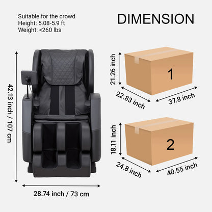 Full Body Zero Gravity Massage Chair, 10 Rollers Massage, Waist Heating, Lcd Touch Screen, 5.1-5.9 Ft, Male/Female Gift