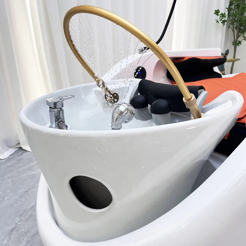 Multifunktions-Massage-Shampoo-Stuhl Schönheit Waschebecken Komfort Dusch-Shampoo-Stuhl Artefakt PU-Leder Möbel Мойка Волос MHXFY