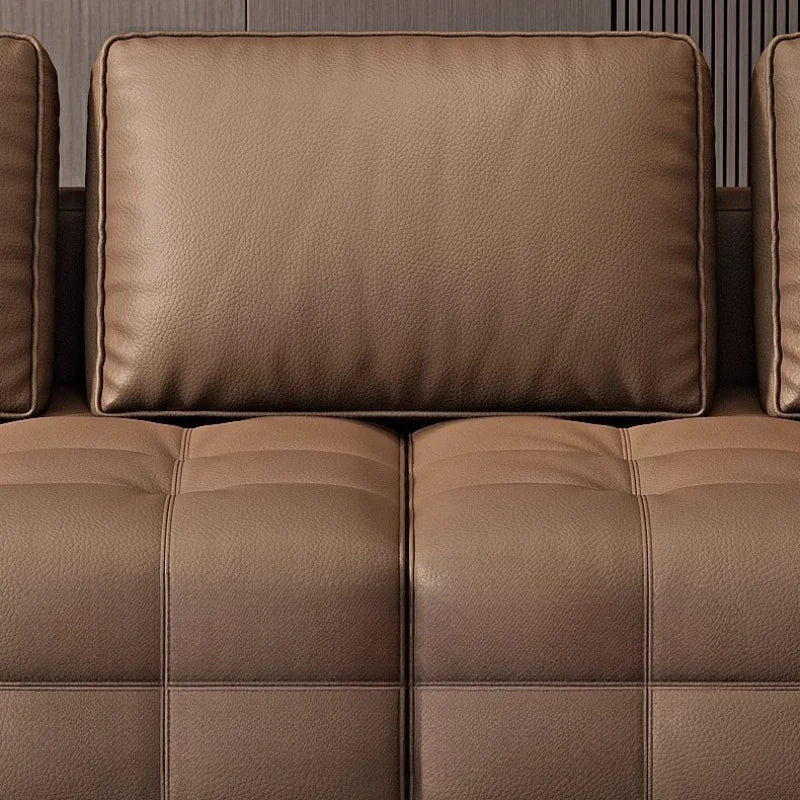 Modern Minimalistisches neues Leder Wohnzimmer Lawrence Italienisches leichtes Luxus gerades L-förmiges modulares Faules Weiches Tatami Lounge Sofa